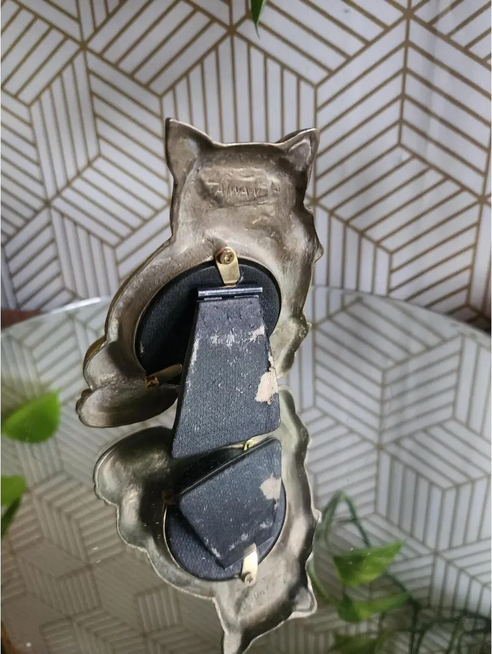 Vintage Brass Hallmark Cat Photo Picture Frame